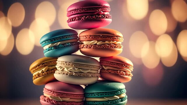 macaroons on a beautiful background. Generative AI,