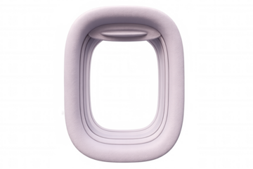 Airplane window with transparent background and open sunshade, perfect for travel and aviation concepts