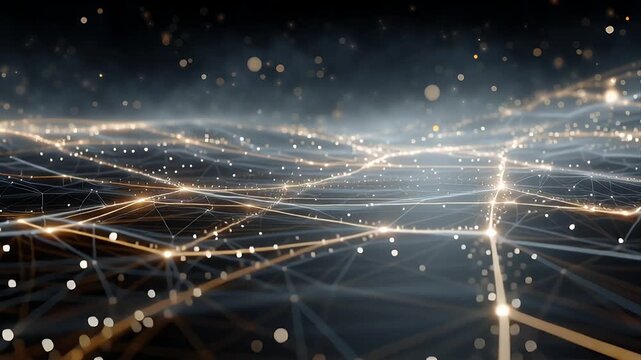 光の粒子と線が広がる抽象的なデジタルネットワークの背景 | Abstract Digital Network Background with Spreading Light Particles and Lines