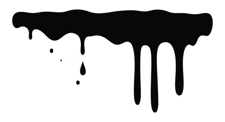 Black paint dripping down a white background in a smooth fluid motion