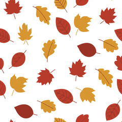 Vibrant autumn leaves in warm red and gold create a cozy, natural pattern perfect for seasonal decor