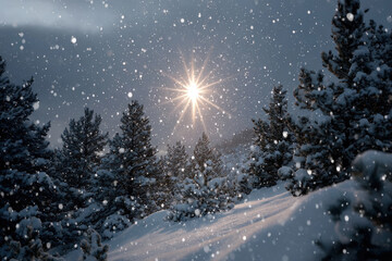 breathtaking christmas star shines brilliantly amidst pristine snowy landscape