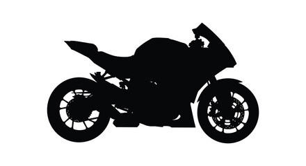 Obraz premium Black silhouette of a motorcycle with rider on white background