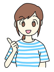 笑顔で説明する若い女性