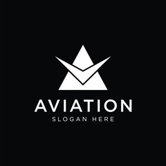 Obraz premium Creative and Minimalist Letter A Aviation Logo Design Icon | Editable in Vector Format in Black and White Color 