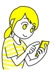 スマホを操作する女性（黄色）