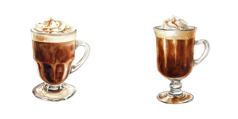 irish coffee watercolor vector illustration