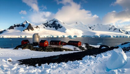 Arctic Research Station Breathtaking Panorama of Antarctic Landscape