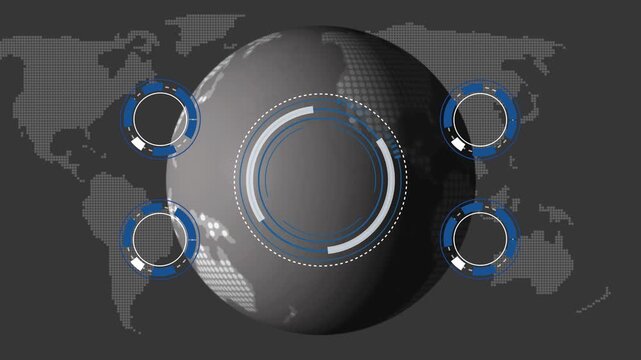 Internet, business, Technology and network concept. DMAIC, Success and business concept, futuristic holographic advanced HUD circle platform Business. Technology network background. 4k video.