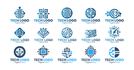 10 Tech Logo Set Modern Minimalist Technology Brand Design