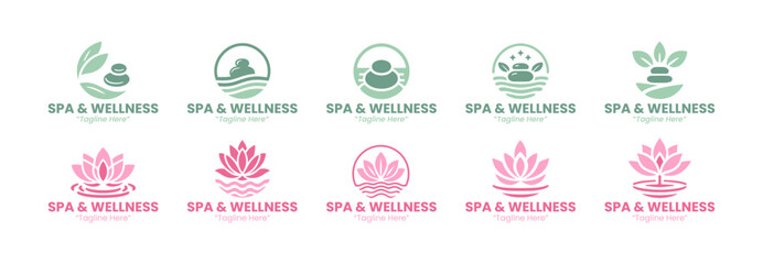 10 Spa and Wellness Logo Set Modern Minimalist Beauty Brand Design