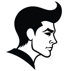 Man face side view silhouette vector icon on white background. Man vector logo silhouette. black man. 