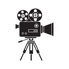 Obraz premium 3d illustration of vintage film camera on a tripod isolated on white background, a classic cinema equipment for movie making