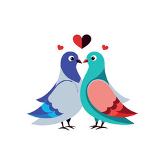 “Lovebirds in Harmony – Colorful Romantic Illustration”


