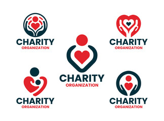 5 Organization Logo Set Red and Dark Blue Version