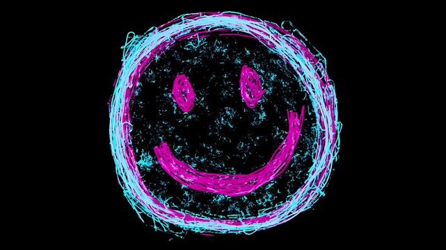 Stopmotion animation: abstract handdrawn smile seamless loop 4k