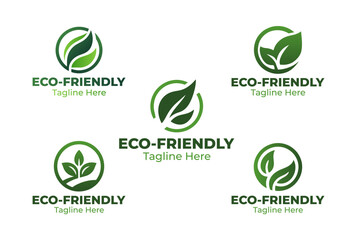 5 Friendly Logo Set Green Leaf Sustainable Branding