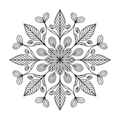 Paisley Floral Burst – Ornamental Line Art with Traditional Motifs for Coloring Page