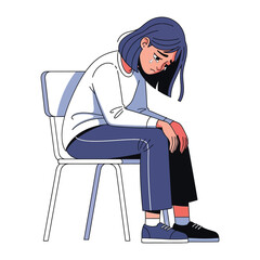 Sadness in Stillness: An illustration captures a moment of profound grief, as a solitary figure sits dejectedly, tears tracing a path down their cheek.