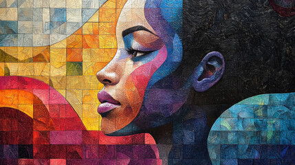 A vibrant tapestry of diverse individuals, each radiating pride and joy, adorned in rainbow colors and celebrating love and acceptance against a backdrop of bold, geometric shapes and playful 