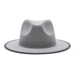 Stylish gray felt fedora wide brim hat