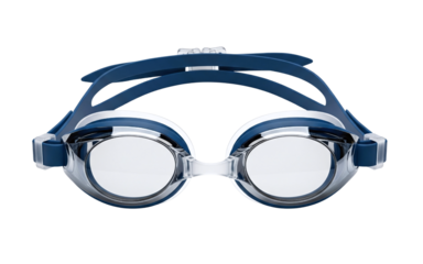 Blue swimming goggles with clear lens
