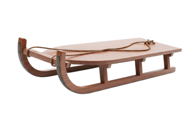 Classic wooden sled with pull rope