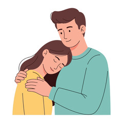 Obraz premium Gentle Embrace: A tender moment of comfort and support. Depicting two individuals in a heartwarming embrace, filled with emotional care and compassion.