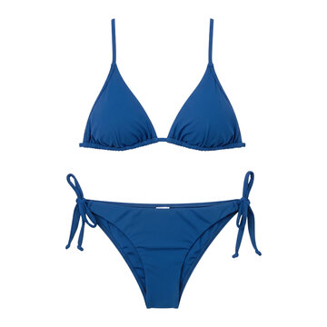 Blue two piece string bikini swimsuit