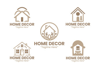 5 Decor Logo Set Modern Creative Interior Design