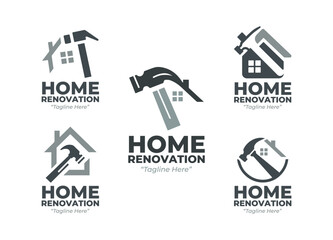 5 Renovation Logo Set Modern Construction Design
