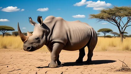 Fototapeta premium white rhino in the wild