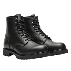 Pair of black leather combat boots