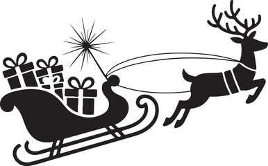 Black Santa claus sleigh silhouette Vector Santa claus silhouette
