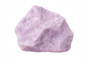 Spinning purple lepidolite mineral rock specimen, isolated on transparent background for seamless image editing