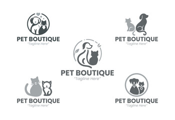 5 Pet Boutique Logo Set Modern Minimalist Fashion Brand Design