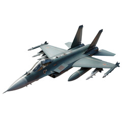 Sleek modern fighter jet equipped with missiles soaring through the sky