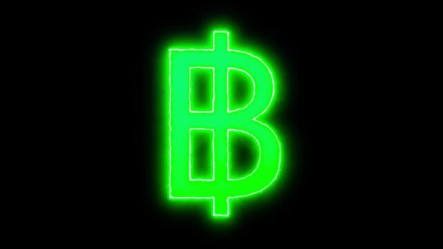 Baht sign Thai currency on black background