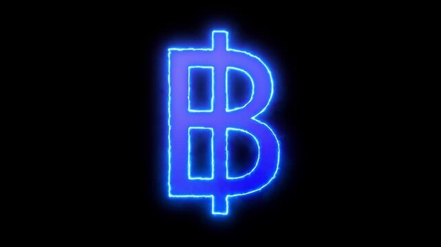 Baht sign Thai currency on black background