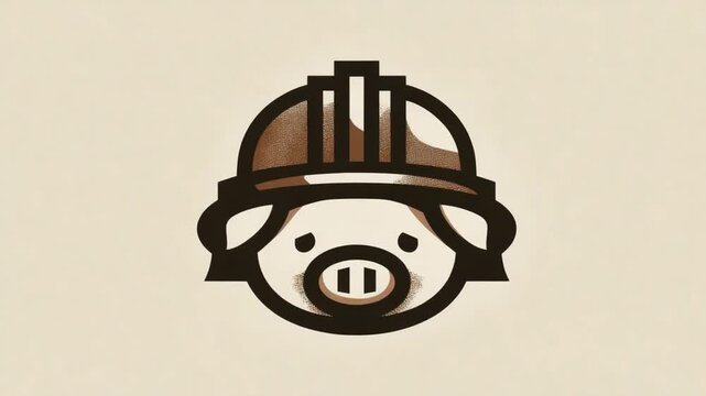 Pig wearing a hard hat