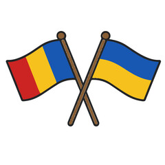 Romania and Ukraine cross flags vector on white background
Vector country flags intersecting