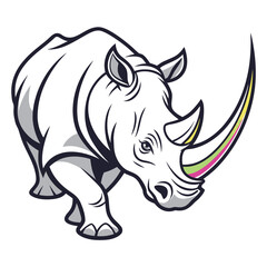 Obraz premium A unique neon icon of a silver rhino horn.