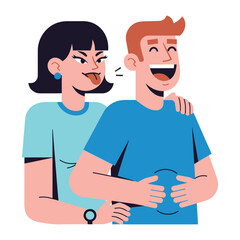 Teasing and Laughter: An amusing illustration captures a playful moment between a woman and a man, brimming with humor, cheekiness, and delight.