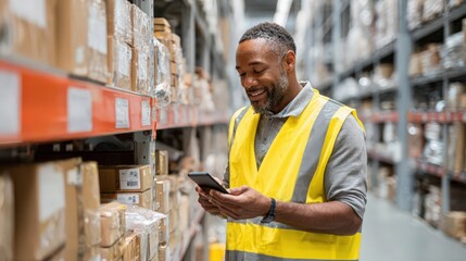 warehouse staff scanning barcode on product