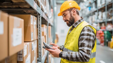 warehouse staff scanning barcode on product