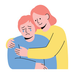 Comfort and Support: An illustration shows an individual extending a compassionate embrace to someone facing sorrow, capturing the essence of empathy and solace.