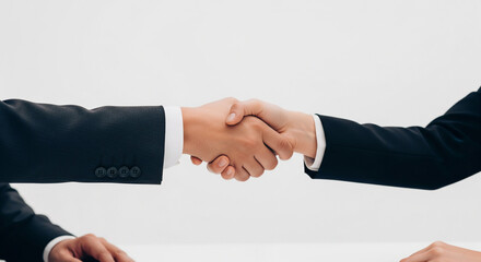 Obraz premium Professional handshake signifying a successful business agreement, partnership, and collaborative deal, representing trust and mutual understanding in the corporate world