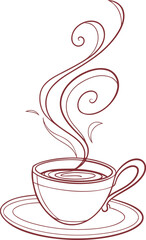 Vector art of outline of a hot coffee cup with steam