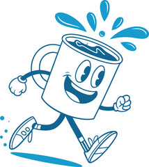 Vector art of cartoon coffee cup character running with energy