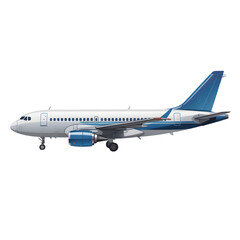 Obraz premium Sleek commercial jetliner with blue accents awaits passengers for an exciting journey